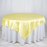 72" x 72" Yellow Satin Square Tablecloth Overlay