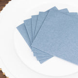 20 Pack Dusty Blue Soft Linen-Feel Airlaid Paper Cocktail Napkins, Highly Absorbent Disposable