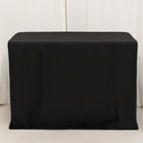 Black Fitted Polyester Rectangular Tablecloth 4ft for 48x24x42inch Tables