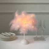 15inch LED Blush Rose Gold Feather Table Lamp Wedding Centerpiece