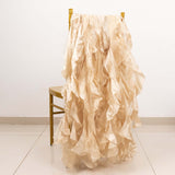 5 Pack Beige Curly Willow Chiffon Satin Chair Sashes