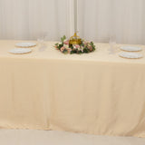 Beige Seamless Lamour Satin Rectangle Tablecloth - 90x156inch for 8 Foot Table