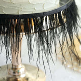 39" Black Real Ostrich Feather Fringe Trims With Satin Ribbon Tape