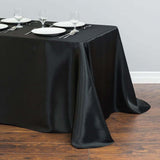 90x132Inch Black Satin Seamless Rectangular Tablecloth