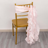 5 Pack Blush Rose Gold Curly Willow Chiffon Satin Chair Sashes