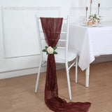 5 Pack | Burgundy Gauze Cheesecloth Boho Chair Sashes - 16inch x 88inch