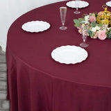 Premium Polyester 120" Round Tablecloth Burgundy - Seamless 220GSM Wrinkle-Resistant Table Cover