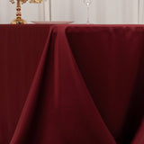 90x132inch Burgundy Seamless Lamour Satin Rectangle Tablecloth for 6 Foot Table