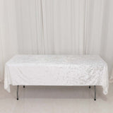 60"x102" White Premium Crushed Velvet Rectangular Tablecloth