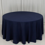 120inch Navy Blue Cotton Blend Round Tablecloth Seamless for 5 Foot Table