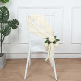 5 Pack | Cream Gauze Cheesecloth Boho Chair Sashes - 16inch x 88inch