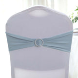 5 pack | 5Inchx14Inch Dusty Blue Spandex Stretch Chair Sash with Silver Diamond Ring Slide Buckle