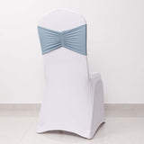 5 Pack Dusty Blue Wide Ruffled Fitted Spandex Chair Sash Band