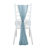 5 Pack | Dusty Blue Gauze Cheesecloth Boho Chair Sashes - 16inch x 88inch