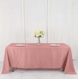 72"x120" Dusty Rose Polyester Rectangle Tablecloth, Reusable Linen Tablecloth