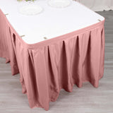 21ft Dusty Rose Pleated Polyester Table Skirt, Banquet Folding Table Skirt