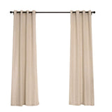 2 Pack | Handmade Beige Faux Linen Curtains 52x96inch Curtain Panels With Chrome Grommets