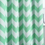 White/Mint Chevron Design Thermal Blackout Soundproof Curtains With Chrome Window Treatment Panels