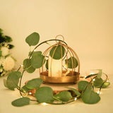 7ft 20 LED Green Silk Eucalyptus Leaf Garland Vine String Lights, Warm White Battery Operated