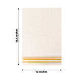 20 Pack White Gold Soft Linen-Feel Paper Napkins With Gold Lines, Disposable Airlaid Dinner Napkins