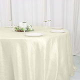 132inch Ivory Accordion Crinkle Taffeta Seamless Round Tablecloth