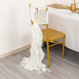 5 Pack Ivory Curly Willow Chiffon Satin Chair Sashes