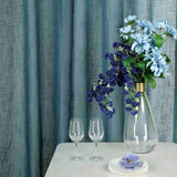 2 Pack | Handmade Blue Faux Linen Curtains 52inch x 108inch Curtain Panels With Chrome Grommets