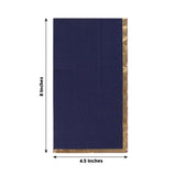 50 Pack Navy Blue Soft 2 Ply Disposable Party Napkins with Gold Foil Edge