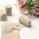 2 Pack | 6yds Nude Silk-Like Chiffon Ribbon Roll, DIY Wedding Bouquet Linen Wrap