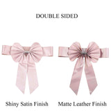 5 Pack | Blush | Reversible Chair Sashes with Buckle | Double Sided Pre-tied Bow Tie Chair Bands | Satin & Faux Leather