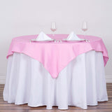 54"x54" Pink Square Polyester Table Overlay