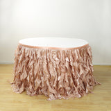 14ft Nude Curly Willow Taffeta Table Skirt