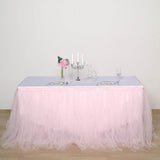 17 FT Blush / Rose Gold 4 Layer Tulle Tutu Pleated Table Skirts