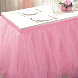 17FT Pink|Rose Quartz 4 Layer Tulle Tutu Pleated Table Skirts