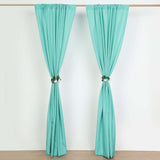 2 Pack Turquoise Polyester Event Curtain Drapes, 10ftx8ft Backdrop Event Panels With Rod Pockets