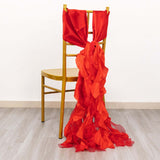 5 Pack Red Green Curly Willow Chiffon Satin Chair Sashes