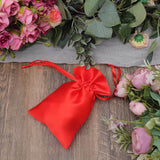 12 Pack | 4x6inch Red Satin Drawstring Wedding Party Favor Gift Bags