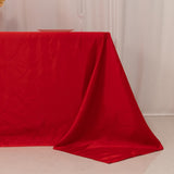 90x132inch Red Seamless Lamour Satin Rectangle Tablecloth for 6 Foot Table