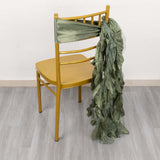 5 Pack Eucalyptus Sage Green Curly Willow Chiffon Satin Chair Sashes