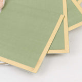 50 Pack Sage Green Disposable Cocktail Napkins with Gold Foil Edge