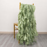 5 Pack Sage Green Curly Willow Chiffon Satin Chair Sashes