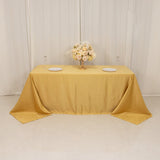 90x132inch Champagne Seamless Lamour Satin Rectangle Tablecloth for 6 Foot Table