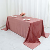 90x132inch Dusty Rose Seamless Premium Velvet Rectangle Tablecloth, Reusable Linen