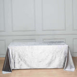 90inch x132inch Silver Seamless Premium Velvet Rectangle Tablecloth, Reusable Linen