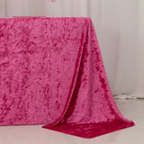 Fuchsia Seamless Premium Crushed Velvet Rectangle Tablecloth - 90x132inch for 6 Foot Table