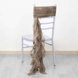 Taupe Chiffon Curly Chair Sash