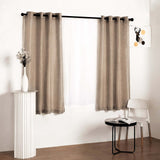 2 Pack | Handmade Taupe Faux Linen Curtains 52x64inch Curtain Panels With Chrome Grommets