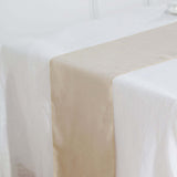 12x108 Beige Linen Table Runner, Slubby Textured Wrinkle Resistant Table Runner