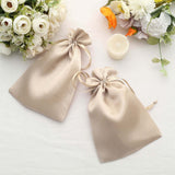 12 Pack | 6inch x 9inch Beige Satin Drawstring Wedding Party Favor Gift Bags