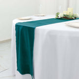 12inch x 108inch Peacock Teal Premium Velvet Sheen Finish Table Runner